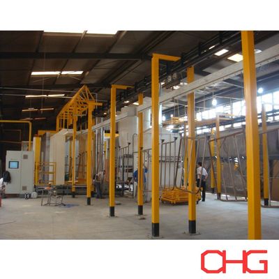 PLC التحكم في الأجهزة المعدات خط طلاء مسحوق مع نظام ناقل ومقصورة رش