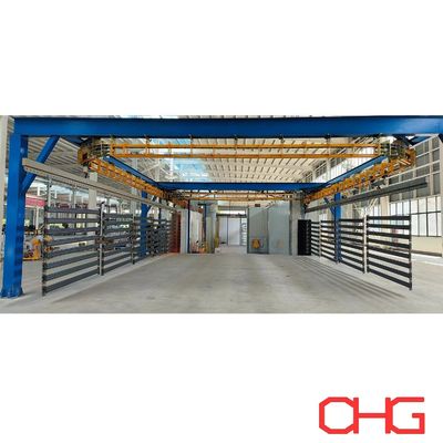 المرافق المعدنية خط طلاء مسحوق مع نظام ناقل مجاني للطاقة ووحدة تحكم PLC