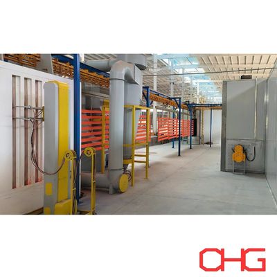 خط طلاء مسحوق الركيزة المعدنية مع نظام ناقل مجاني للطاقة